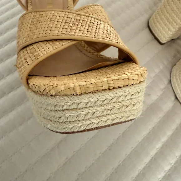 Coach Tan Woven Platform Heels - Picture 6 of 13